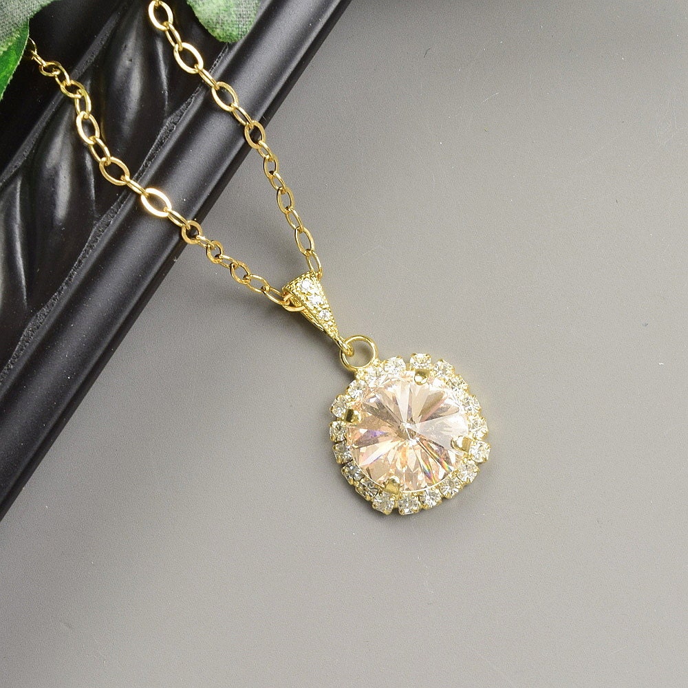 Blush Bridal Necklace for Wedding Jewelry for Bridesmaids Gold Etsy