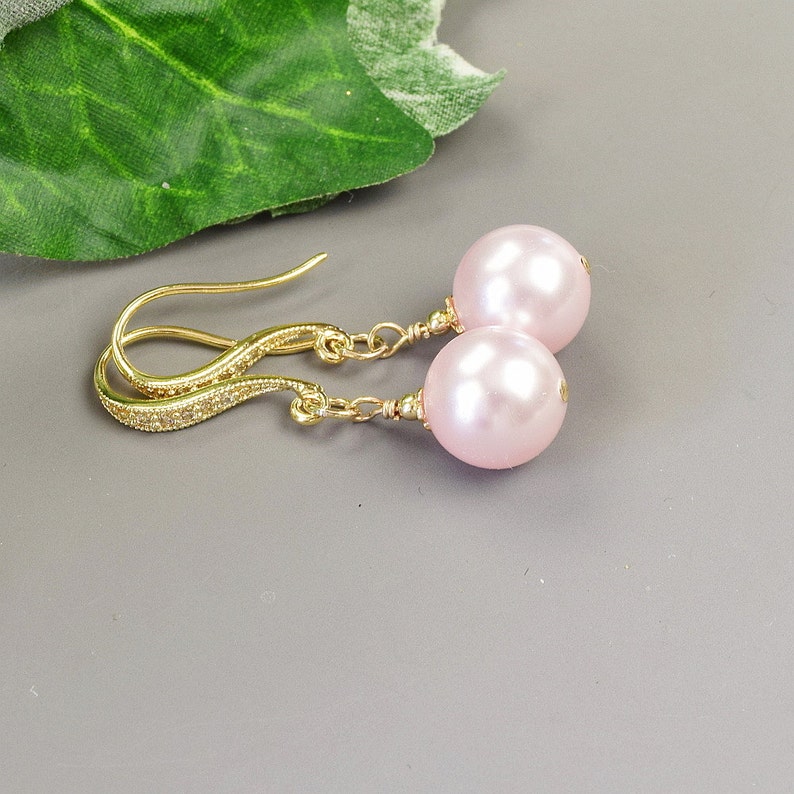 Blush Pink Pearl Earrings Swarovski Pearl Bridesmaid Etsy