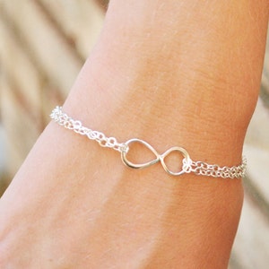 Infinity Bracelet Sterling Silver Simple Everyday Bracelet Gift for Sister, Best Friend image 1