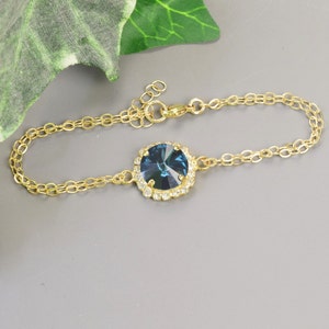 Navy Blue Crystal Drop Earrings Gold Something Blue Bridal Earrings Wedding Jewelry for Bridemaids Gift Earrings Jewelry image 4