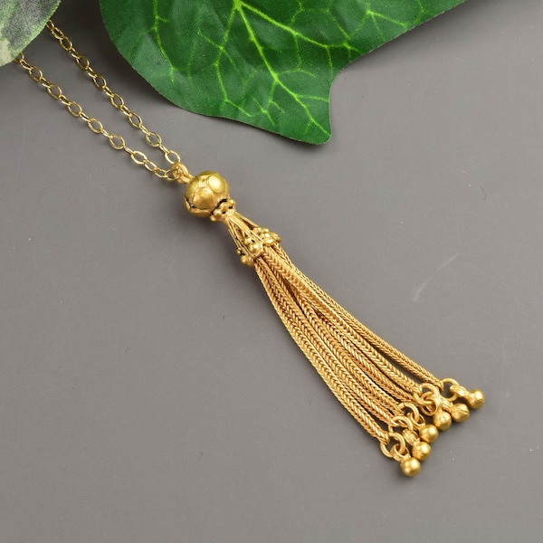Gold Tassel Necklace Etsy