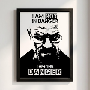 Jag är faran-tryck | Svartvit bosskonst | Power Mindset-affisch | Edgy kontorsinredning | Filmisk typografisk konst
