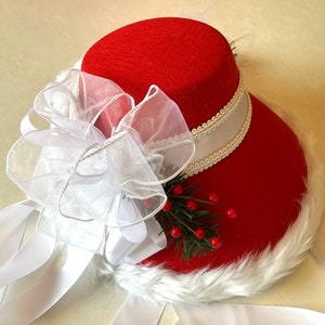 RED And WHITE FUR Victorian Bonnet, Victorian Cape  With Fur, Spoon Bonnet, Regency Bonnet, Civil War Bonnet, Mrs. Santa Claus