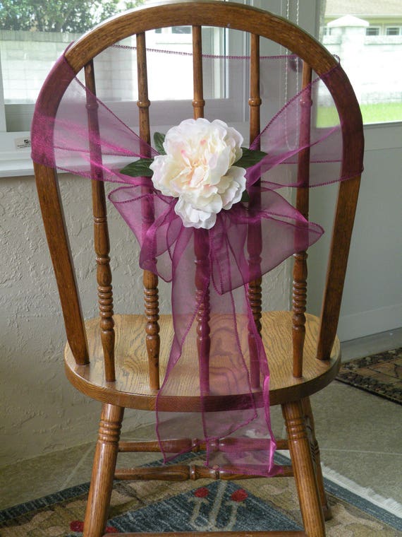 Organza Chair Sashes Magenta Purple Sashes With Peony Etsy
