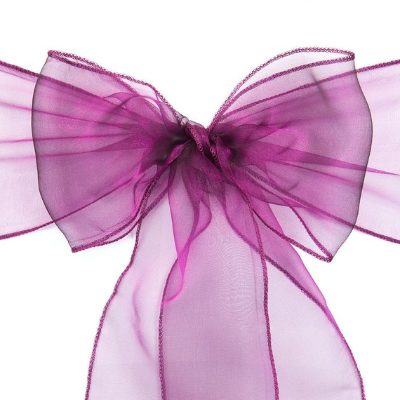 Organza Chair Sashes Magenta Purple Sashes Wedding Etsy