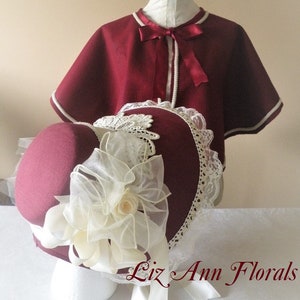 BURGUNDY Victorian BONNET, Regency Bonnet, Jane Austin Bonnet, Civil War Bonnet, Spoon Bonnet