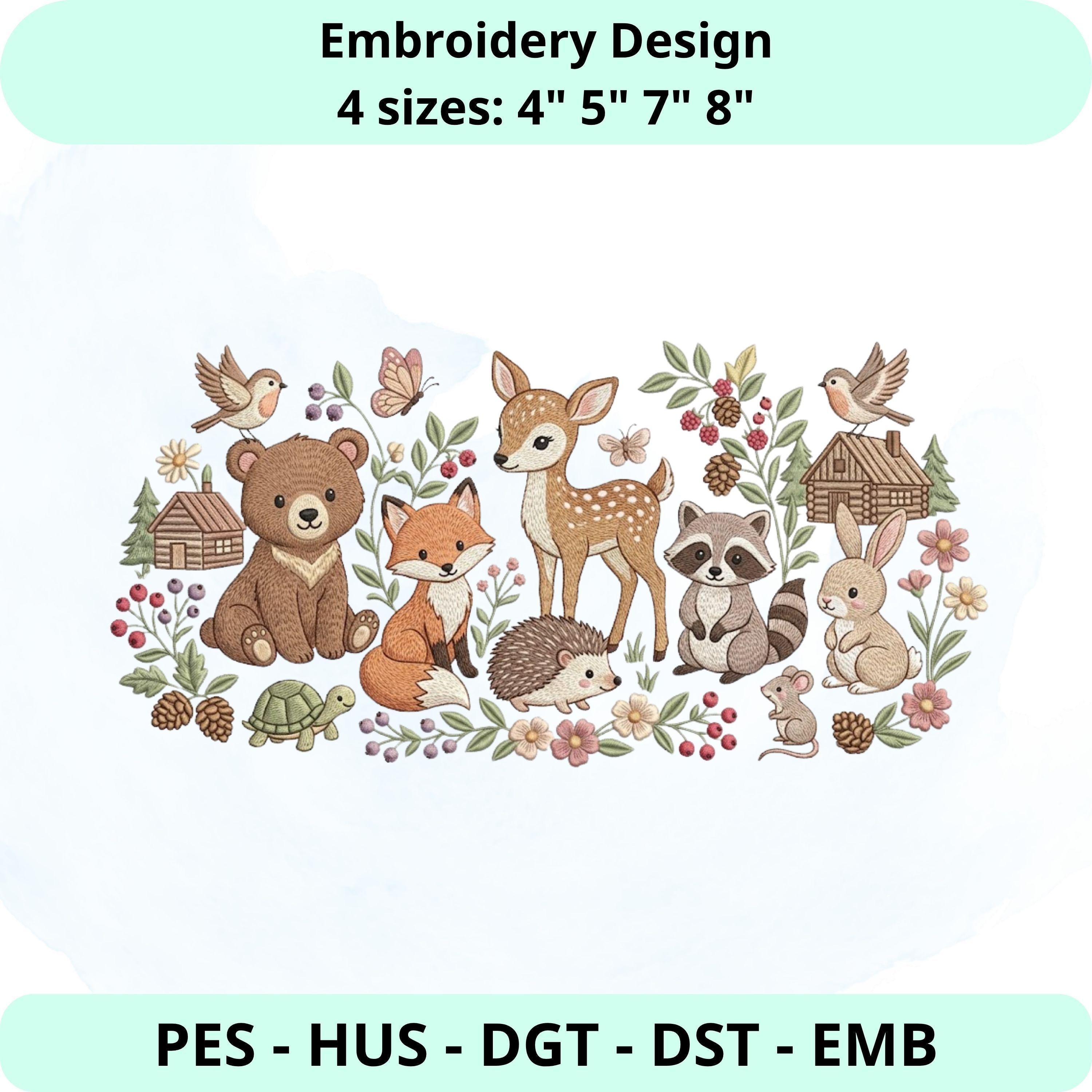 Woodland Animals Embroidery Design: Bear, Fox, Deer, Forest Friends ...
