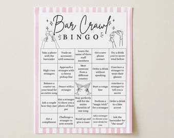 Vol. 1 Printable Bar Crawl Bingo Girls Night Out Games Instant Digital Download PD