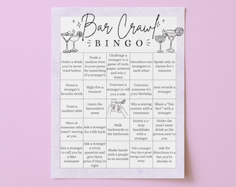 Vol. 2 Bar Crawl Bingo Printable A4 & US Letter Digital Download PDF Fun Party Game Girls Night Out