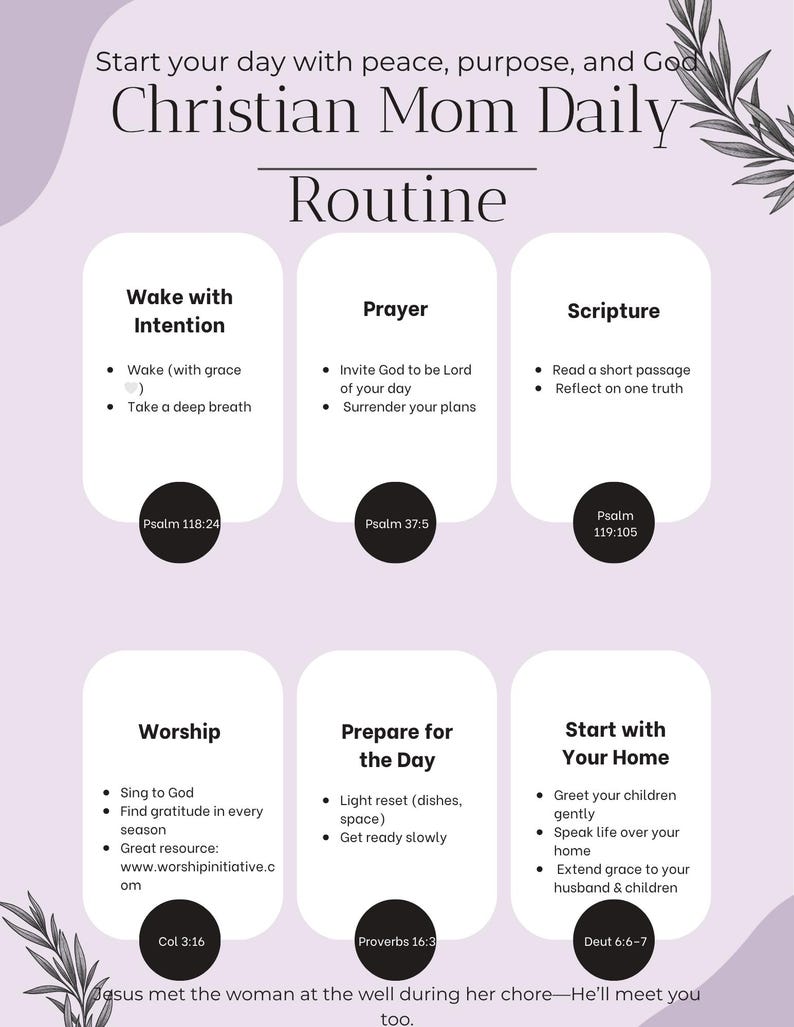 Christian Mom Morning Routine Printable | Faith Based Daily Planner ...