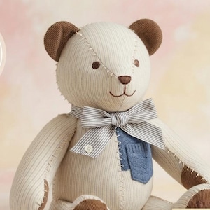 Memory Bear Sewing Pattern PDF, Keepsake Teddy Bear Pattern with Certificate, Memory Bear from Clothes Tutorial, Instant Download