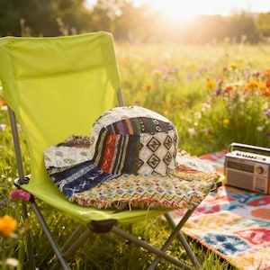 Free shipping Handmade Bohemian-style wide-brimmed sun hat, suitable for camping and beach time. Available for both men and women.