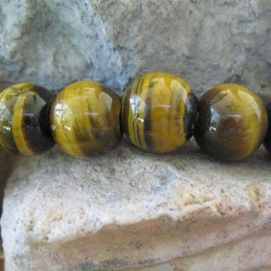 Round 4mm hole Large Hole Bead Yellow Tiger Eye Big Hole Fit over Leather 9 beads image 4