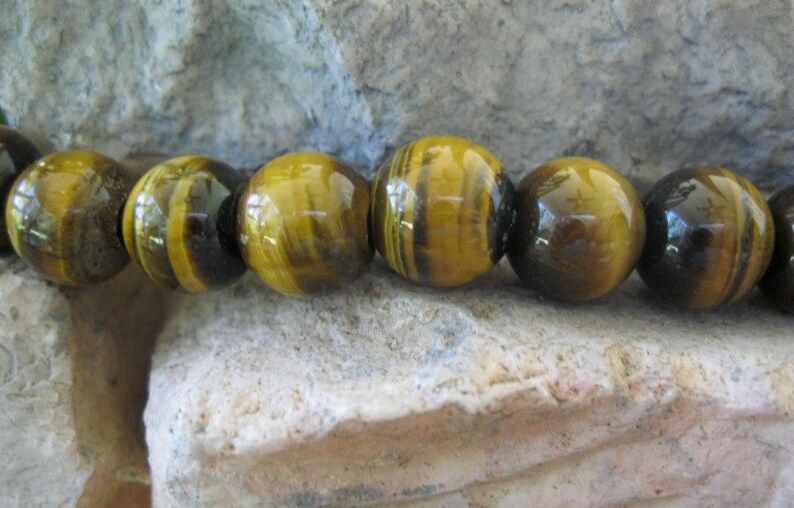 Round 4mm hole Large Hole Bead Yellow Tiger Eye Big Hole Fit over Leather 9 beads image 4