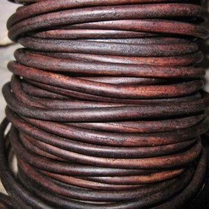 4 mm Leather Cord Natural Vintage Brown Round Lace Flexible Strong Soft for Jewelry and Crafts 3 Yard image 2