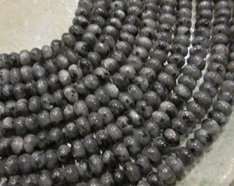 Black Labradorite 2.5 mm Large Hole Beads 8 mm Rondelle 37 Natural Gemstone Beads with Flash Fits 2 mm Leather  Approx 8"