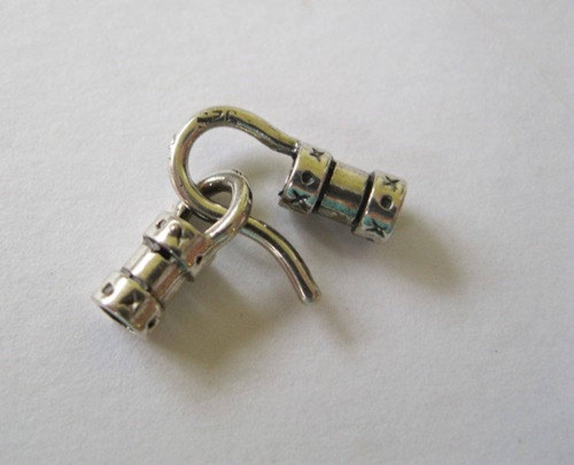 thumbnail image 2 of Oxidized Sterling Silver End Cap - 2mm Hole, .925 Silver Beading Cord End 2 of 4