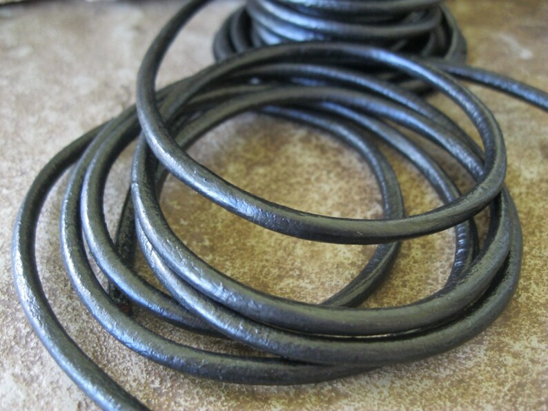 3MM Round Leather Cord 2 Yard Metallic Gray Lace Gunmetal Grey | Etsy