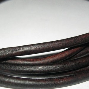 4 mm Leather Cord Natural Vintage Brown Round Lace Flexible Strong Soft for Jewelry and Crafts 3 Yard image 5