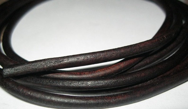 4 mm Leather Cord Natural Vintage Brown Round Lace Flexible Strong Soft for Jewelry and Crafts 3 Yard image 5