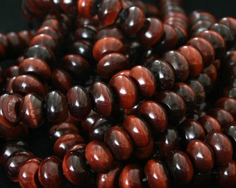 Red Tiger Eye Bead Large 2.5 Hole 12 MM Rondelle 23 Genuine Gemstone Beads with Flash fit 2 mm leather Cord Approx 8"
