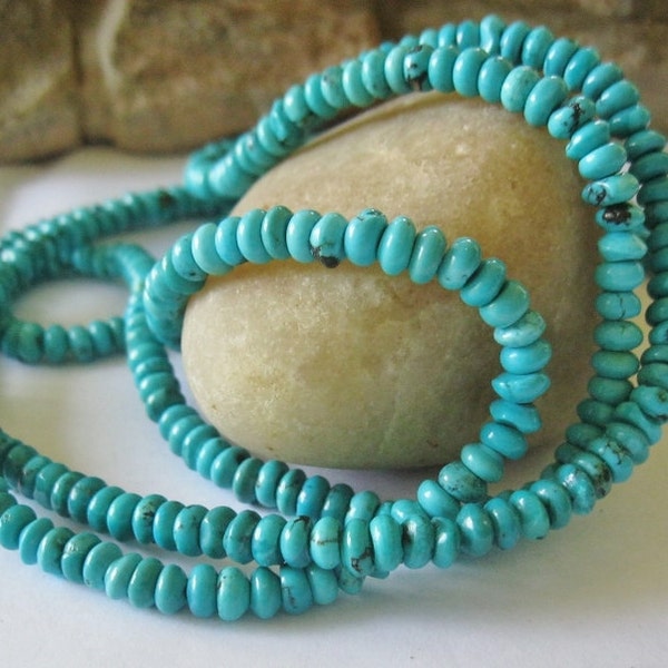 Turquoise Rondelle Bead 5.5 - 6 mm Natural Green Blue Gemstone 16 "