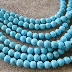 Large Hole Bead Turquoise Howlite Gemstone 8mm Round Blue Stone Bead Polished or Semi Matt Finish 2.5 Hole Fit Leather 7.5-8&quot; Turquoise Look