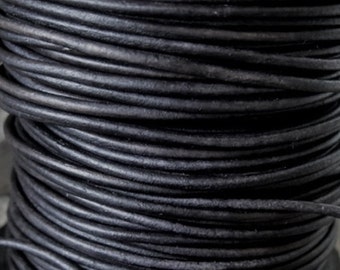 1.5 MM Round Natural Black Leather Lace is Soft and Flexible Cord for Jewelry and Crafts 5 yards