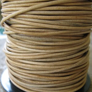 2mm Round Leather Cord Natural Light Un Dyed Soft and Flexible Lace for Crafts and Jewelry 3-6 Yard