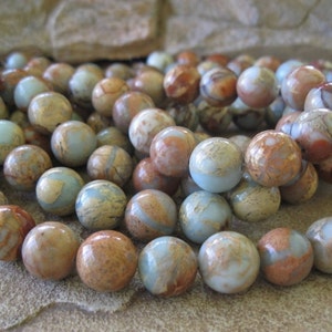14 Mm Large Round Bead Blue Brown Impression Jasper 5 Gorgeous Beads Hole Approx 1.5mm - Etsy