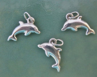 3 Dolphin Charm Sterling Silver 925 Sea Life Nautical Totem Porpoise Charms