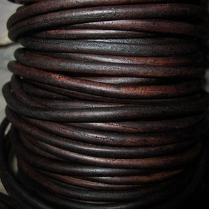 4 mm Leather Cord Natural Vintage Brown Round Lace Flexible Strong Soft for Jewelry and Crafts 3 Yard image 3