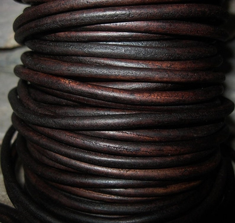 4 mm Leather Cord Natural Vintage Brown Round Lace Flexible Strong Soft for Jewelry and Crafts 3 Yard image 3