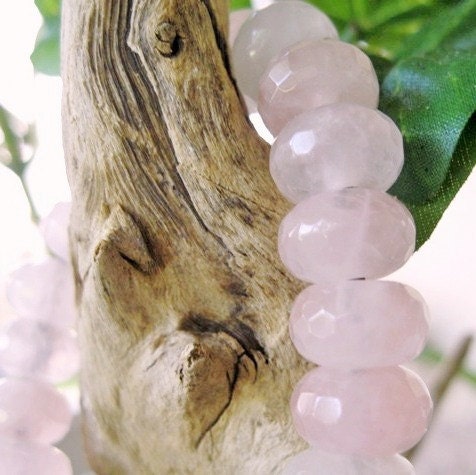 Faceted Rose Quartz Large Hole Bead 10 MM Pink Gemstone Rondelles Fits Leather 7.5-8"Approx.30 beads
