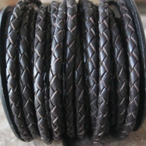 3 Yard 4mm Dark Brown Bolo Braided Round Leather Cord Sale