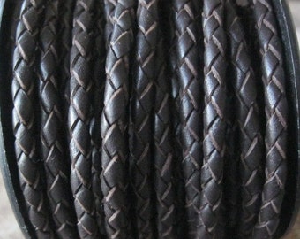 3 Yard 4mm Dark Brown Bolo Braided Round Leather Cord Sale