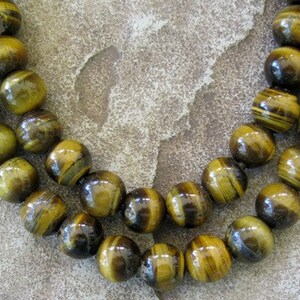 Round 4mm hole Large Hole Bead Yellow Tiger Eye Big Hole Fit over Leather 9 beads image 3