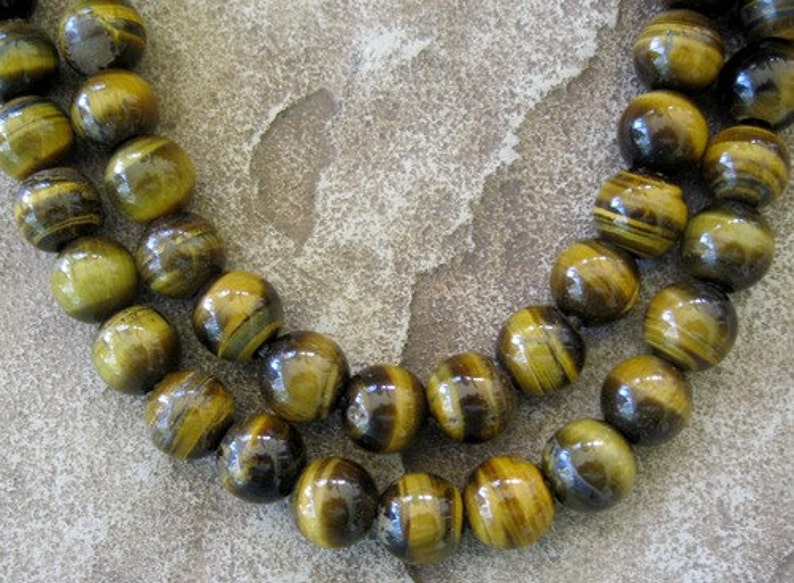 Round 4mm hole Large Hole Bead Yellow Tiger Eye Big Hole Fit over Leather 9 beads image 3