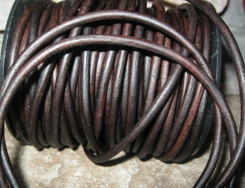 4 mm Leather Cord Natural Vintage Brown Round Lace Flexible Strong Soft for Jewelry and Crafts 3 Yard image 6