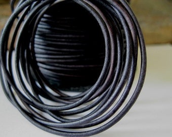 2 mm Round Black Leather Cord Naturally Dyed  Soft and Flexible Lace for Jewelry and Crafts Lace 3-6 Yardss