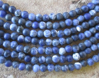 Large Hole 8MM Sodalite Stone Beads Have Big 2.5 mm Hole to fit Leather Cord Shades of Navy blue With White Matte finish Blue Gemstones 8"