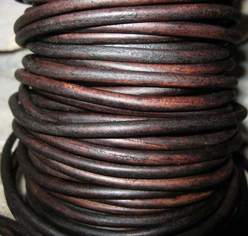 4 mm Leather Cord Natural Vintage Brown Round Lace Flexible Strong Soft for Jewelry and Crafts 3 Yard image 4