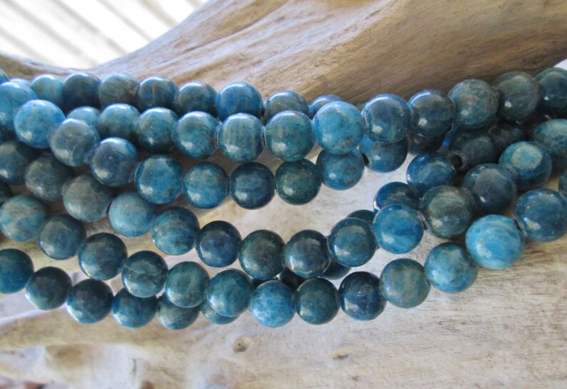 Large Hole Bead Round 10mm Blue Apatite Big 2.5 mm Hole 10 gemstone Beads