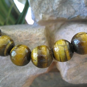 Round 4mm hole Large Hole Bead Yellow Tiger Eye Big Hole Fit over Leather 9 beads image 1