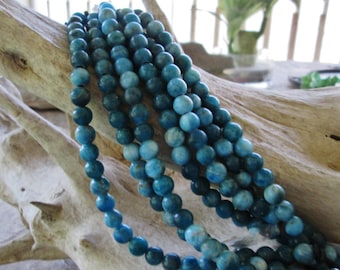 Blue Apatite Large Hole 8 MM Bead Big 2.5 mm Hole fits Leather Cord Shades of Beautiful Blue 7.5" Sale