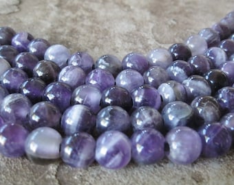 10mm Round Amethyst Large Hole Bead Big 2.5mm Hole Purple Gemstone For Leather 10 or 20 Beads