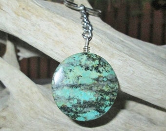 African Turquoise Key Chain, Stone Key Chain, Jasper Gemstone, Swivel clip, Men's Key Chain, Woman's Key Chain