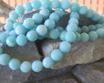 12 MM Faceted Amazonite Large Hole Stone Bead Fits Leather Blue Round Gemstone 8 " 18 Beads