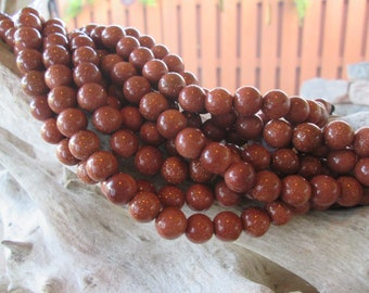 Large Hole Beads 12 mm Round Goldstone Glass and Copper Sparkle Beads Big 2.5 mm Hole fits leather cord 18 Beads Approx 8" Lots of Glitter