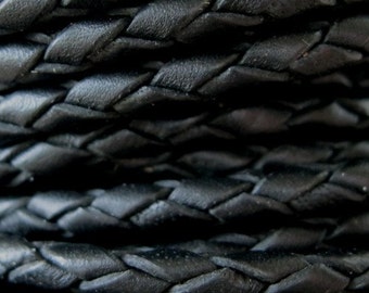 3 mm Braided Black Leather Lace Round Bolo Jewelry Cord High Quality Cord 2 Yard Sale